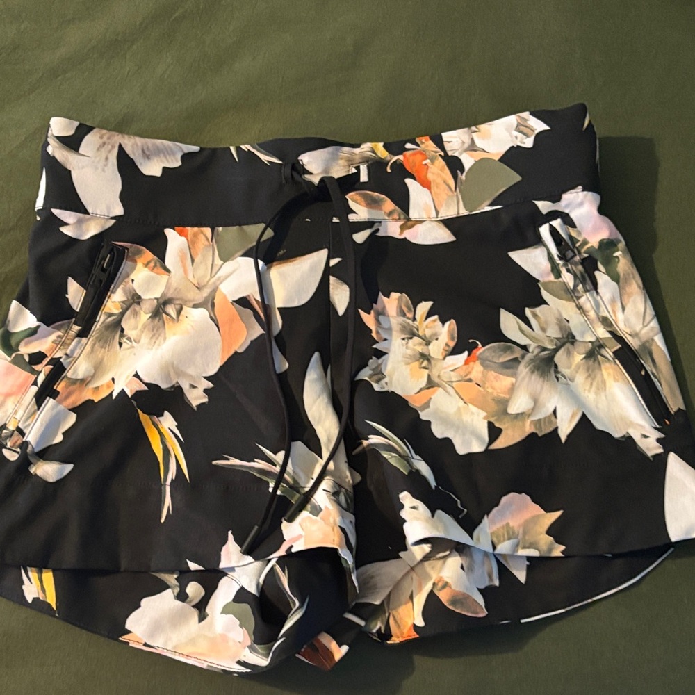 Athleta Black Floral Athletic Shorts